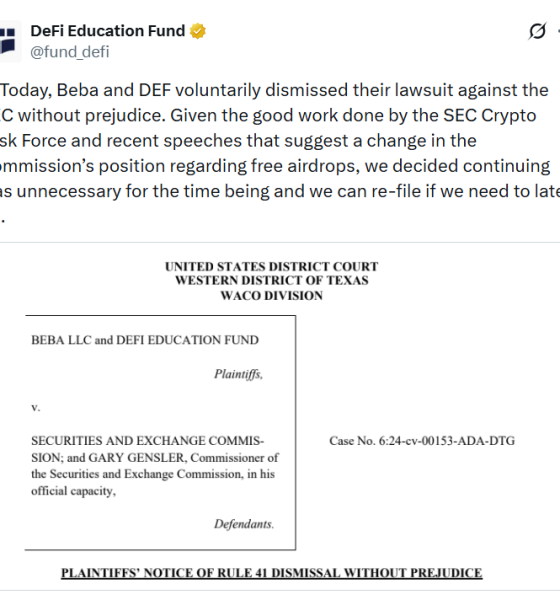 DeFi Education Fund Drops SEC Lawsuit as Crypto Stance Softens
