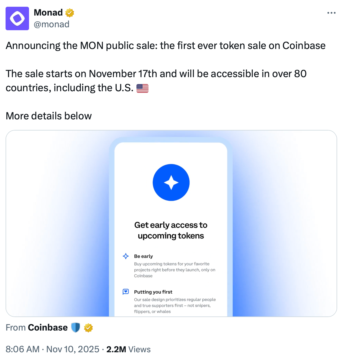 Coinbase, Tokens, ICO, Binance, Monad