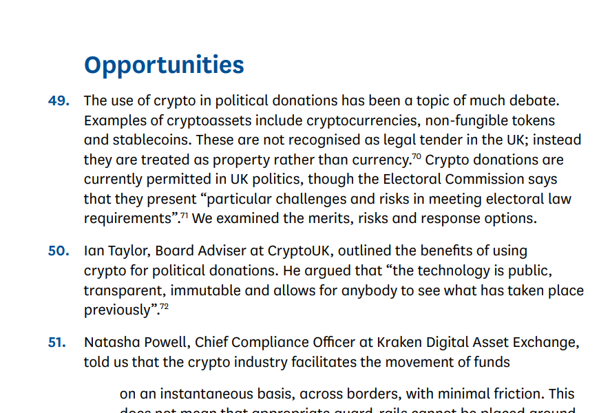 UK Parliamentary Committee Urges Ban on Political Crypto Donations