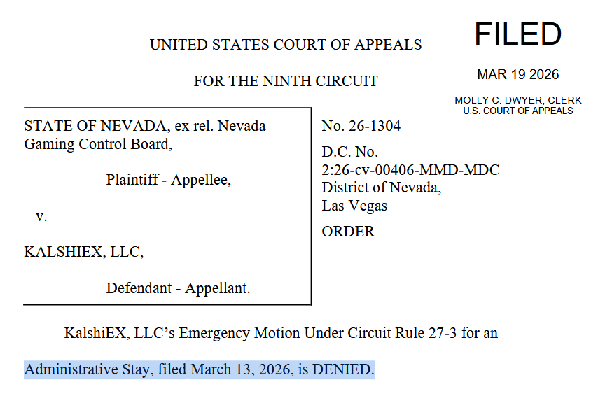 Appeals Court Rejects Kalshi’s Bid to Block Nevada Ban