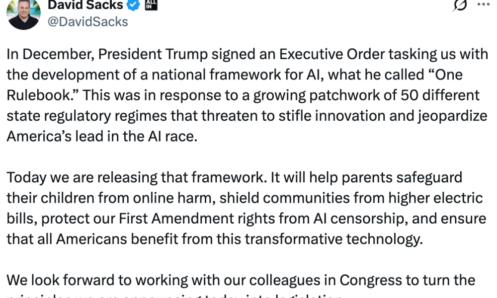 Trump White House Proposes National AI Framework, Urges Federal Standard