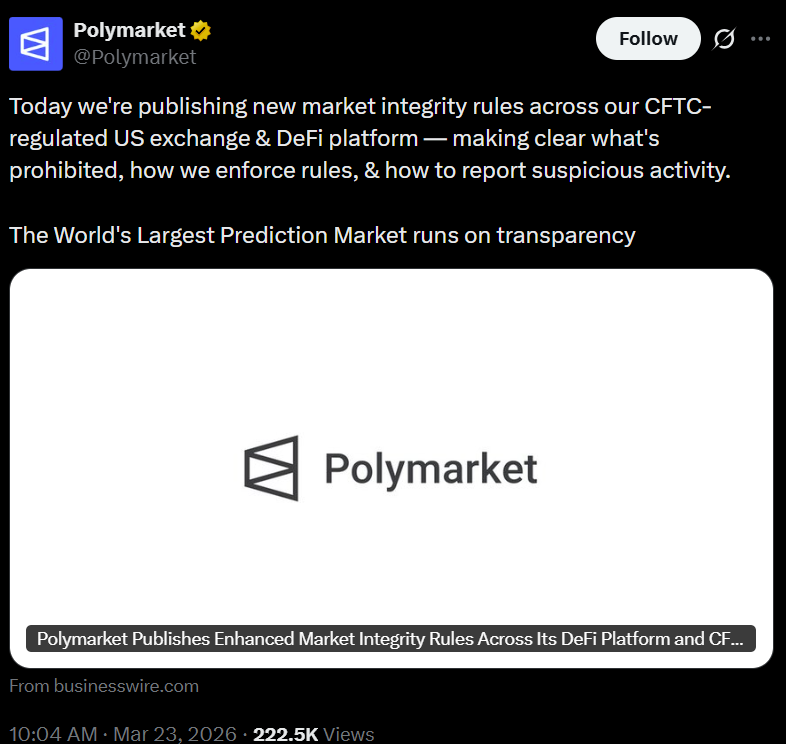 Polymarket Updates Rules as Scrutiny Grows Over Prediction Markets