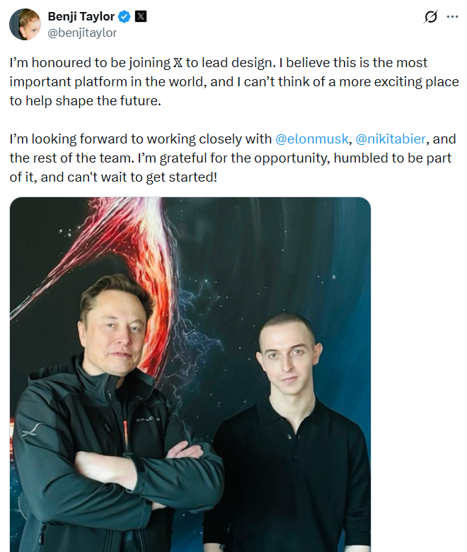 Elon Musk’s X Hires Ex-Aave and Base Design Lead Benji Taylor