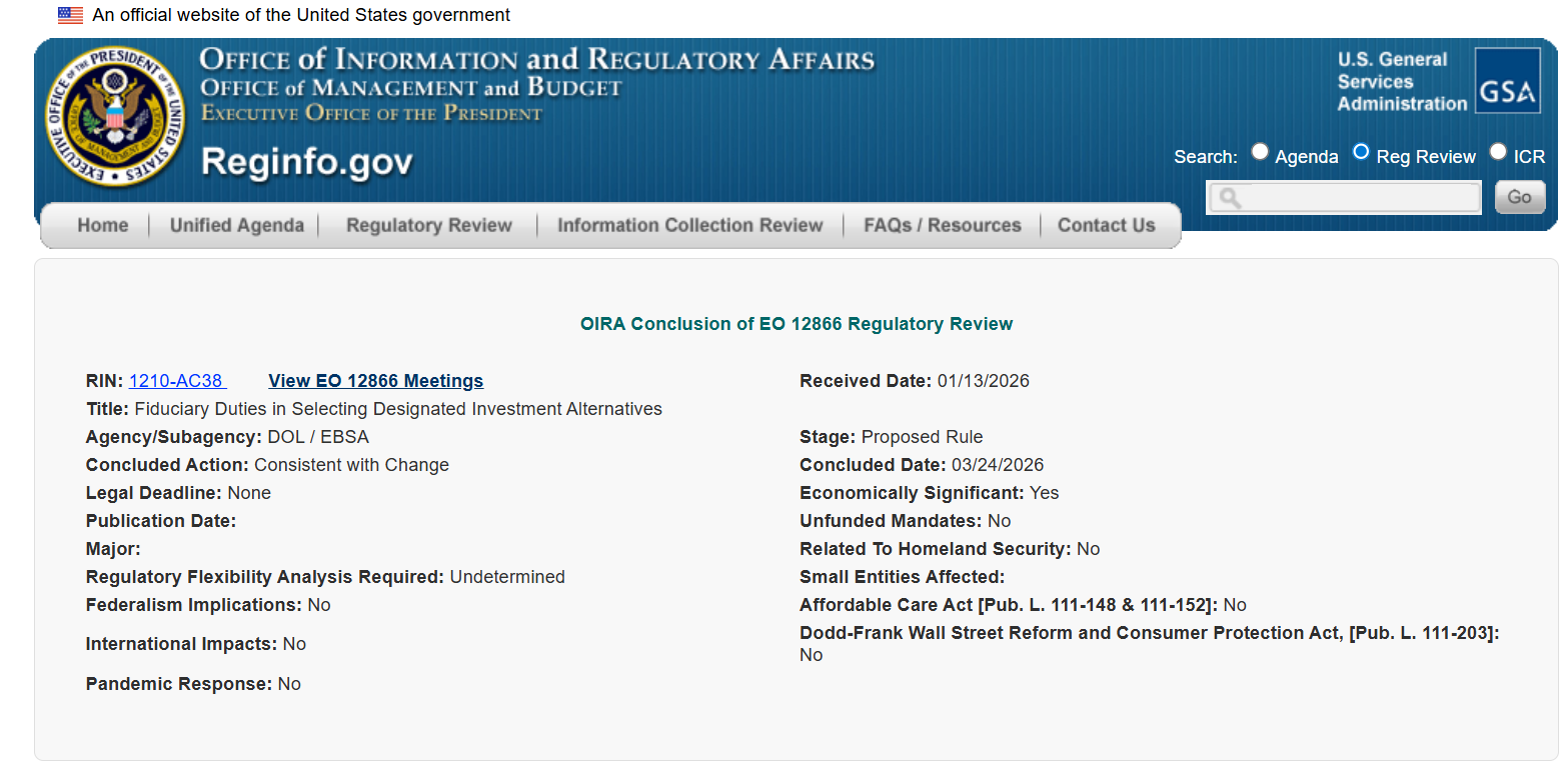 White House Review Greenlights Proposal for Crypto in 401(k) Plans