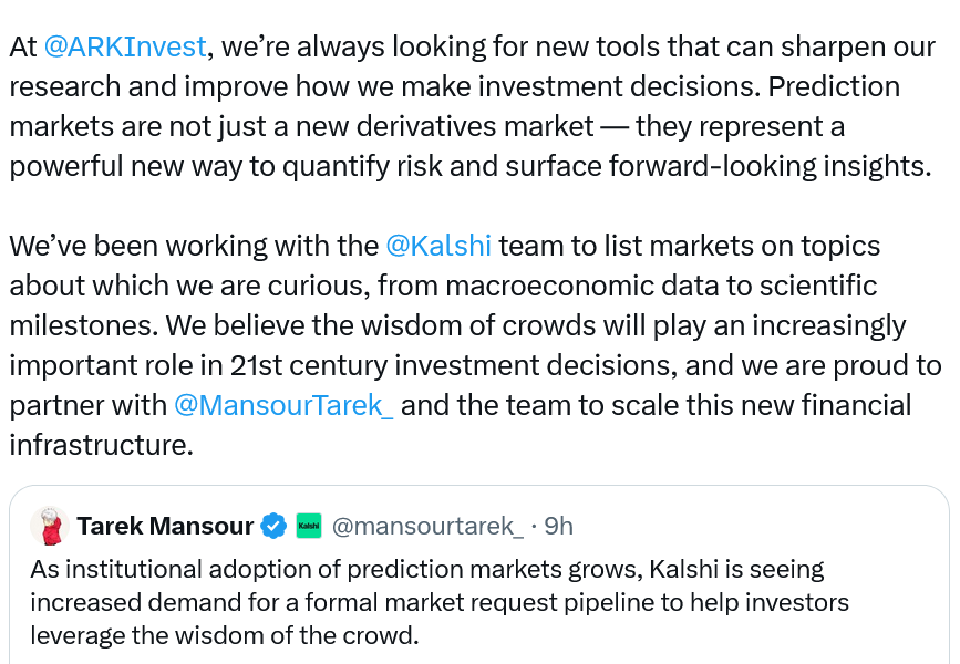 ARK Invest Taps Kalshi Data to Guide Investment Decisions