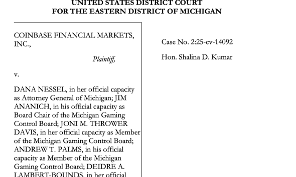 Coinbase, Law, Detroit, Prediction Markets