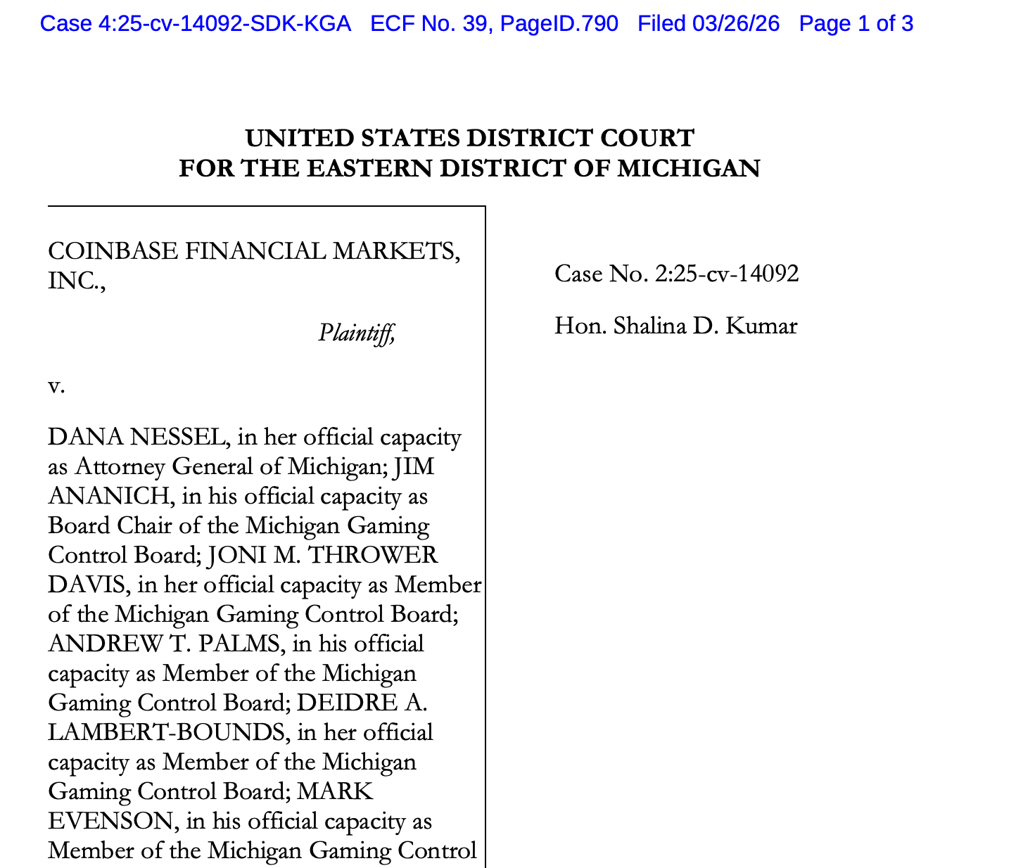 Coinbase, Law, Detroit, Prediction Markets