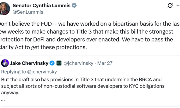 Lummis Says CLARITY Act Offers Strong DeFi Protections