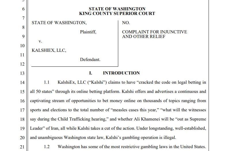 Kalshi Hit With Washington State Lawsuit