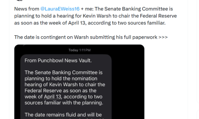 Committee Hearing for Fed Chair Nominee is Expected Around Mid-April