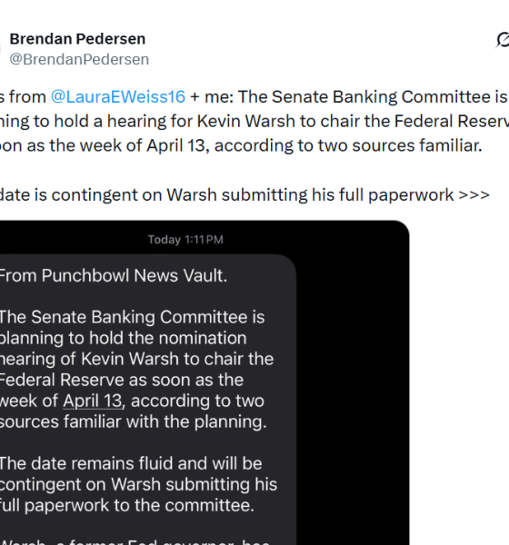 Committee Hearing for Fed Chair Nominee is Expected Around Mid-April