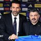 Gianluigi Buffon (left) pictured with Italy manager Gennaro Gattuso