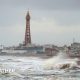Strong winds whipping up waves at Blackpool