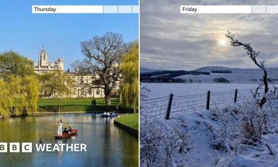 A photo showing Thursday's warm sunshine and Friday's hill snow