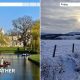 A photo showing Thursday's warm sunshine and Friday's hill snow