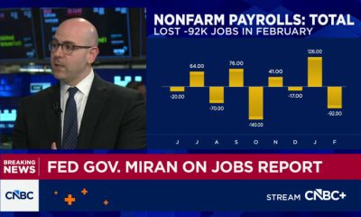 Fed Governor Stephen Miran: Labor demand isn't strong enough because monetary policy is too tight
