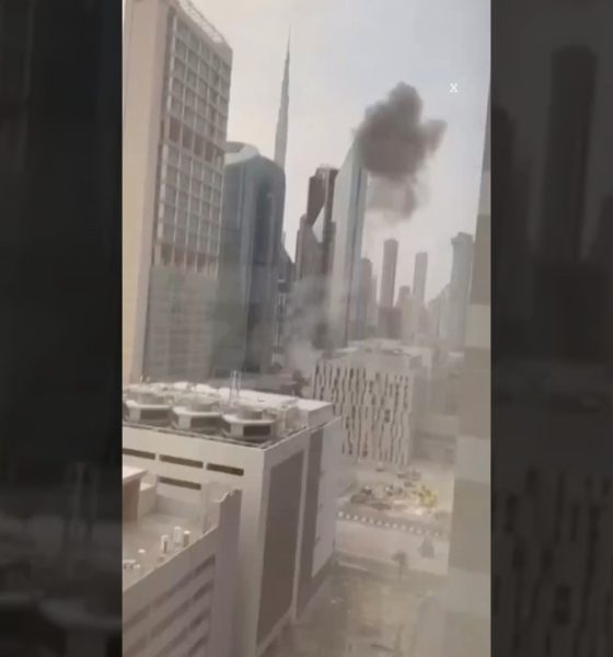 Smoke rises after Dubai financial centre hit by Iranian kamikaze drone wreckage