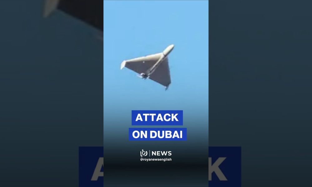 Debris of drone on Dubai street after Iran attack