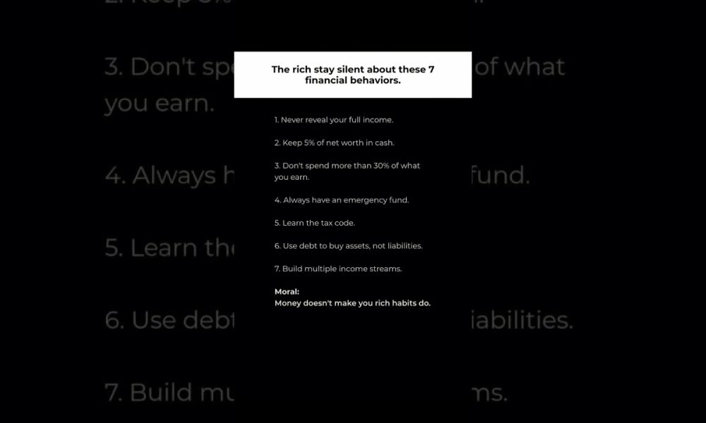 7 Secret Financial Behaviors of the Rich #psychology #money #finance #wealth