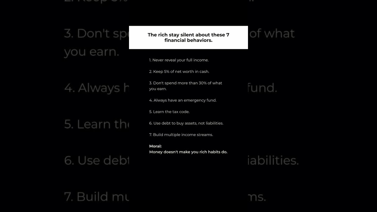 7 Secret Financial Behaviors of the Rich #psychology #money #finance #wealth