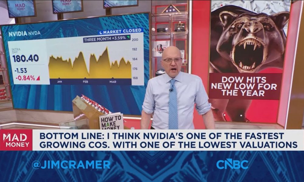 Nvidia's one of the fastest growing companies with one of the lowest valuations, says Jim Cramer