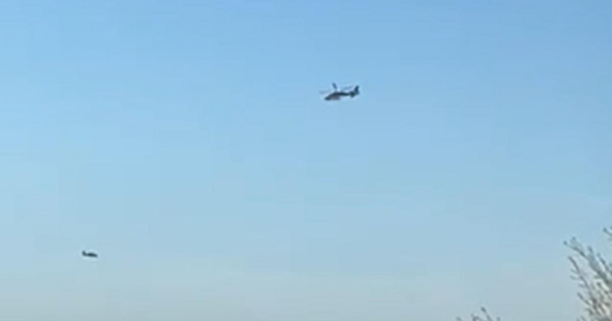 SAS Blue Thunder helicopter seen over Radcliffe and Bury