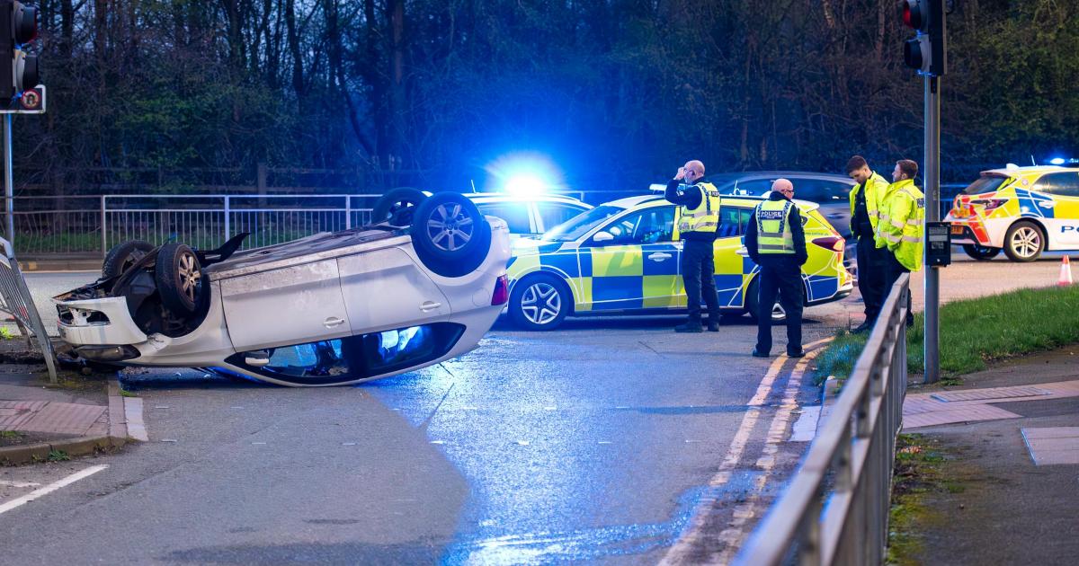 Car overturned at Westhoughton junction near Sainsbury’s