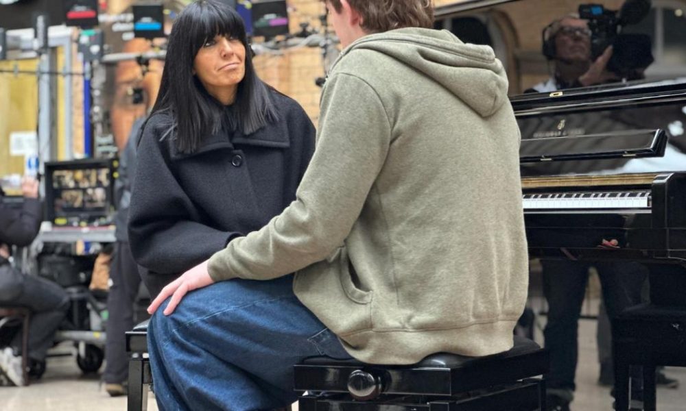 Claudia Winkleman films The Piano at York Railway Station
