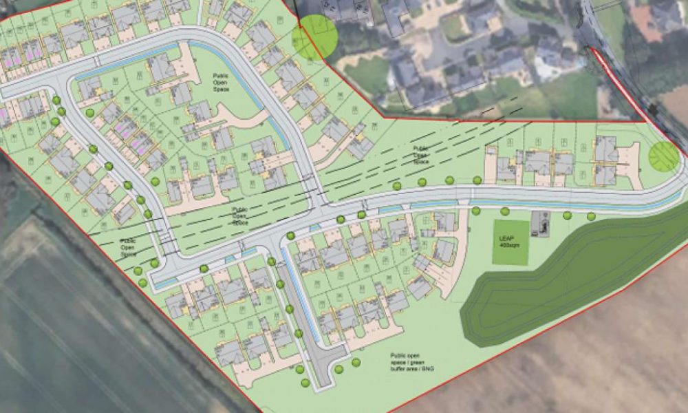 Plans to build 72 homes on Drovers Lane in Redmarshall