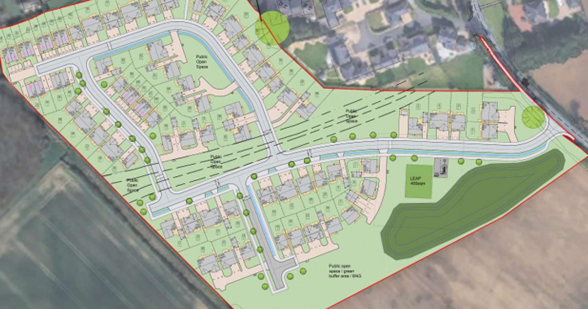 Plans to build 72 homes on Drovers Lane in Redmarshall