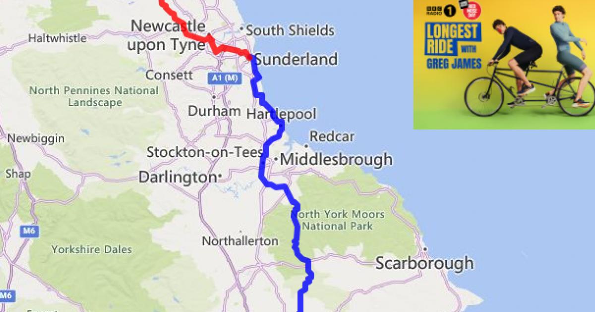 Track Greg James’ Comic Relief ride towards County Durham