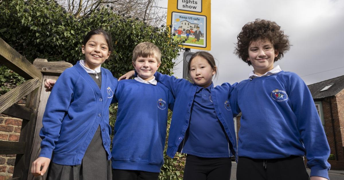 Children help design road safety signs in Durham City