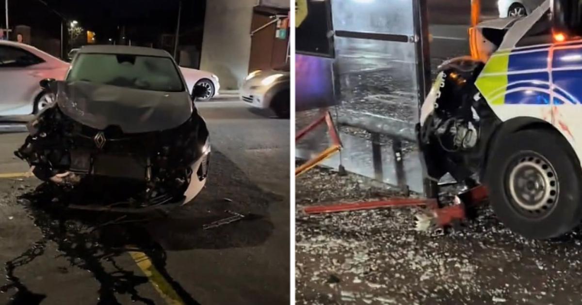 Car and police van crash on Wigan Road in Bolton