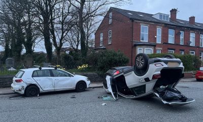 Emergency services on scene in Holcombe Road after car flips over