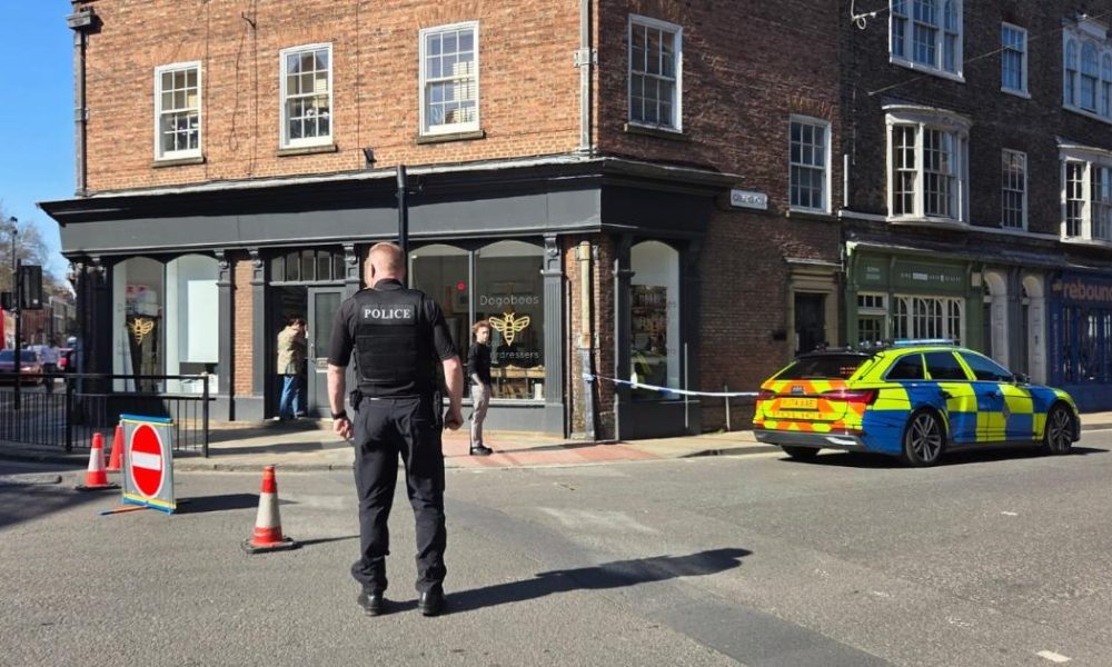 Gillygate in York closed and cordoned-off following crash