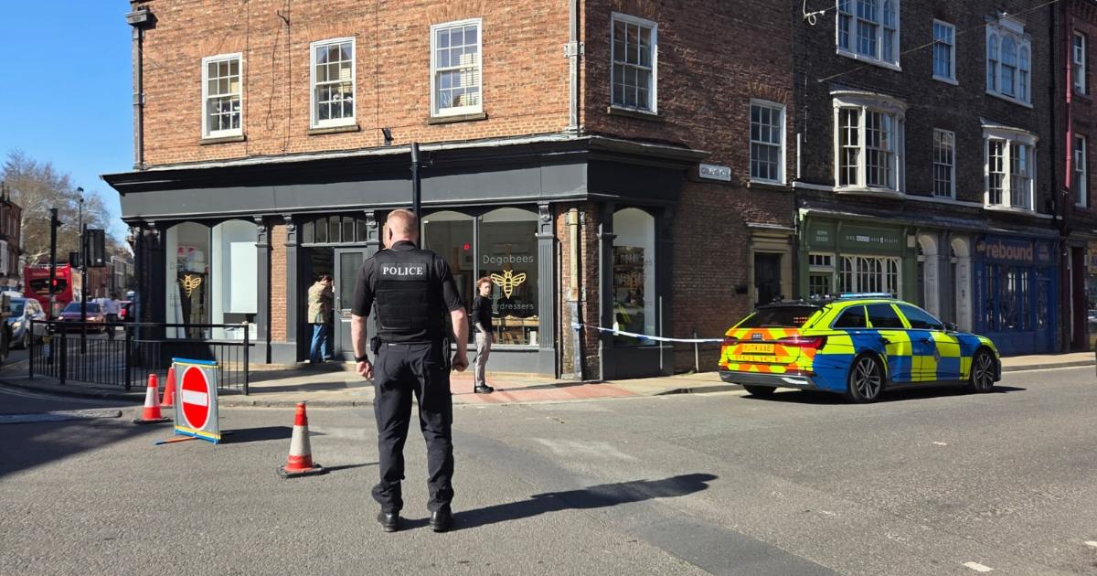 Gillygate in York closed and cordoned-off following crash