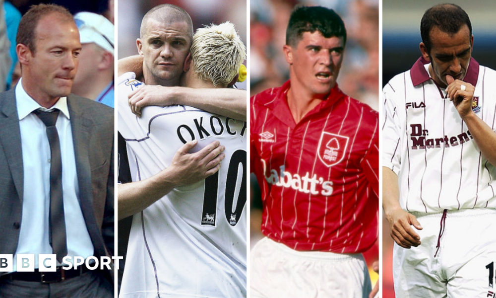 Graphic of Alan Shearer, Jamie Vardy and Roy Keane