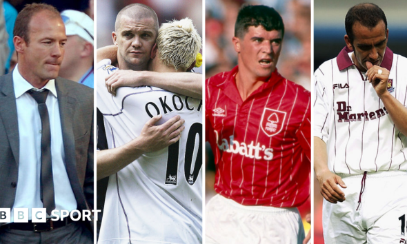 Graphic of Alan Shearer, Jamie Vardy and Roy Keane