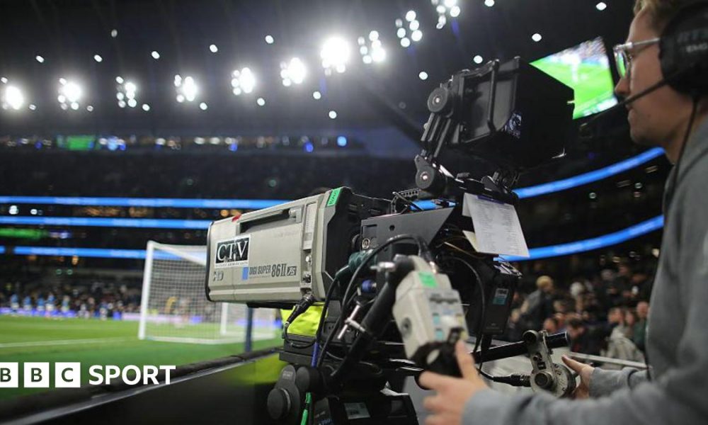 A television camera during the Premier League match between Tottenham Hotspur and Wolverhampton Wanderers