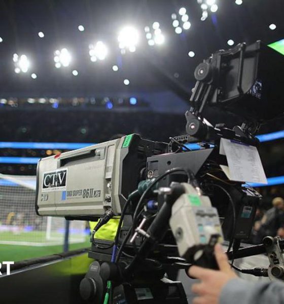A television camera during the Premier League match between Tottenham Hotspur and Wolverhampton Wanderers
