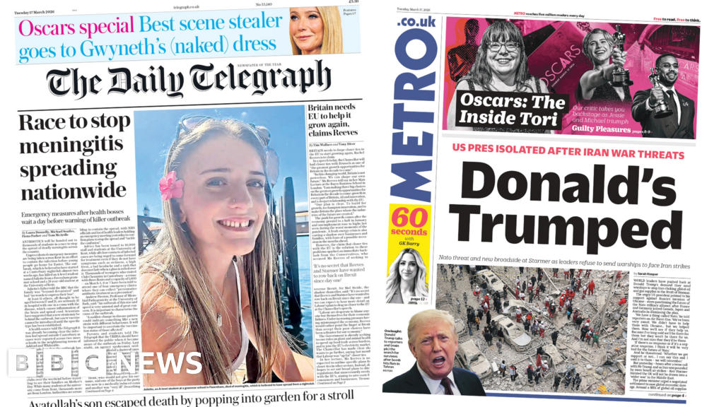 'Race to stop meningitis spreading' and 'Donald's Trumped'