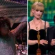 Jacob Alon shows support for Palestine (left) during Kelly and Sharon Osbourne's Brit Awards speech (right)