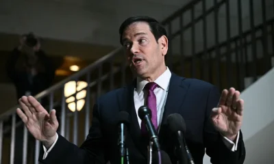 Secretary of State Marco Rubio addresses the press before briefing House and Senate leaders on U.S. military action in Iran.