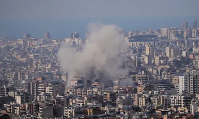 Smoke rises following an Israeli airstrike in Dahiyeh, Beirut's southern suburbs, Lebanon, on Tuesday, March 3, 2026.