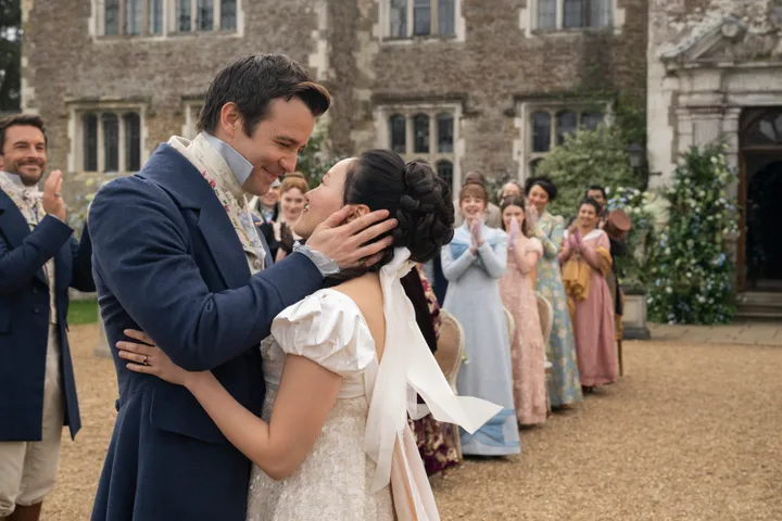 Benedict and Sophie in the Bridgerton season four finale