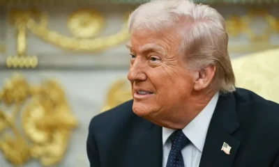 U.S. President Donald Trump looks on during a meeting with German Chancellor Friedrich Merz in the Oval Office of the White House in Washington, D.C. on March 3.