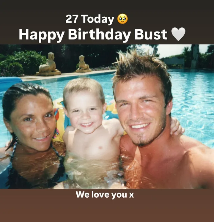 A screenshot of Sir David Beckham's birthday tribute to his son Brooklyn