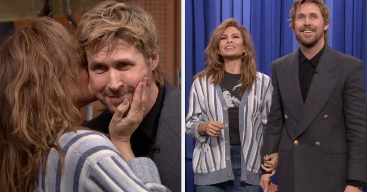 Eva Mendes And Ryan Gosling Share Rare PDA Moment On Jimmy Fallo
