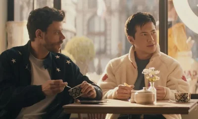 François Arnaud and Hudson Williams on the set of Heated Rivalry