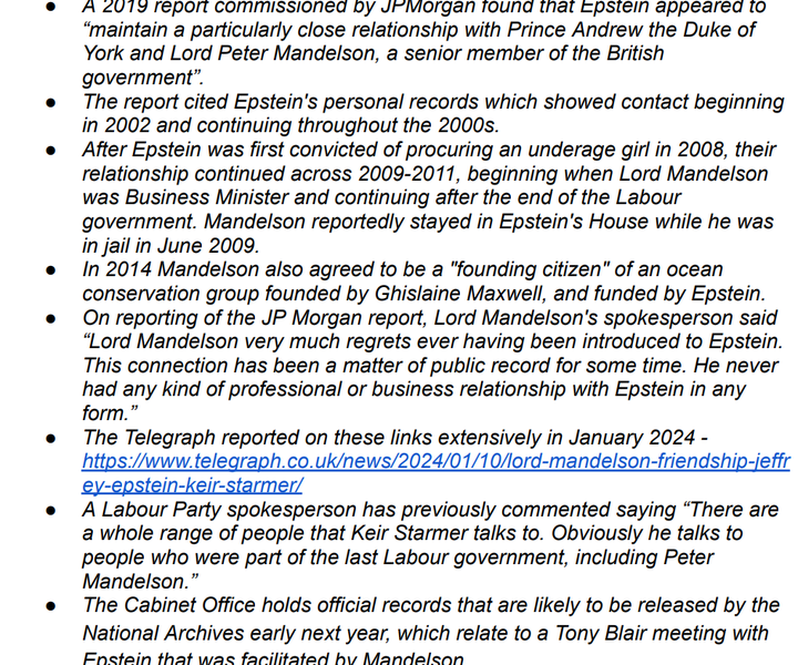 The vetting document prepared for the PM.